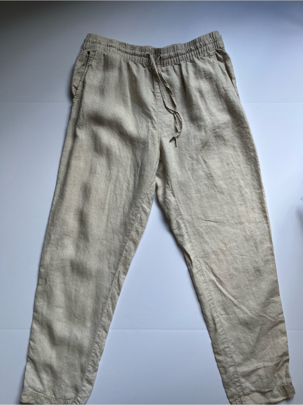 H&M Men's Drawstring Linen Joggers - Cream